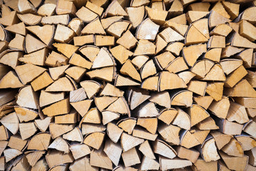 Chopped and stacked pile of wood