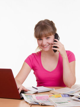 Girl talking on the phone with employer