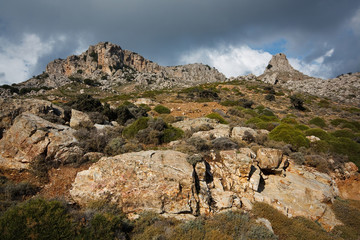 Fototapeta na wymiar Typical mountain scenery in Crete, Greece.