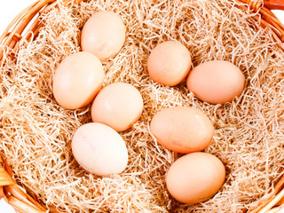 Retro look Eggs in wicker basket