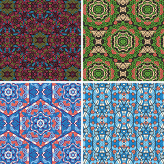 Seamless vector pattern in blue and green colors oriental