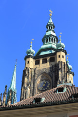 Fototapeta na wymiar Detail of the gothic St. Vitus' Cathedral on Prague Castle
