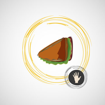 Tasty and juicy sandwich on a light. Vector design