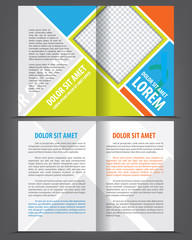 Vector empty bi-fold brochure print template design