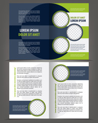 Vector empty bi-fold brochure print template design - 71018210