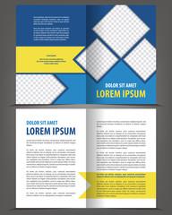 Vector empty bi-fold brochure print template design