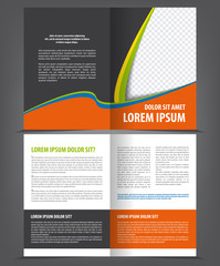 Vector empty bi-fold brochure print template design