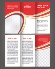 Vector empty trifold brochure print template design - obrazy, fototapety, plakaty