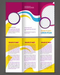 Vector empty trifold brochure print template violet design