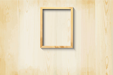 Simple picture frame on wood background