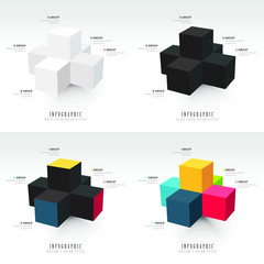Vector template for infographic 4 styles