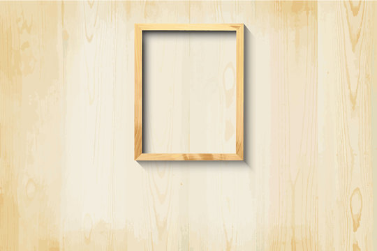 Simple picture frame on wood background