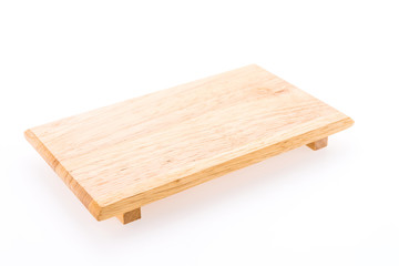 Wooden cutting board isolated on white background