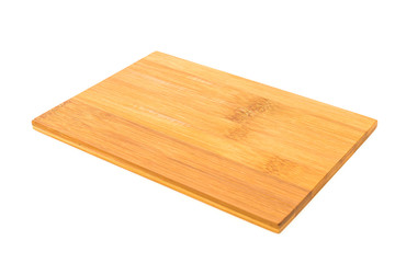 Wooden cutting board isolated on white background