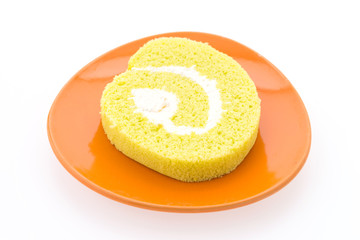 Jam roll cake isolated on white background