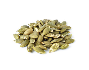 Pumpkin seeds on a white background
