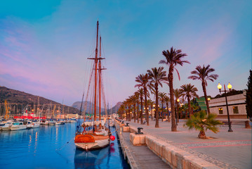 Cartagena Murcia port marina sunrise in Spain - obrazy, fototapety, plakaty