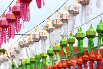 yee peng festival decoration with lantern, thailand