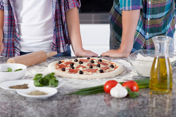 Obraz na płótnie Canvas Ready pizza before baking