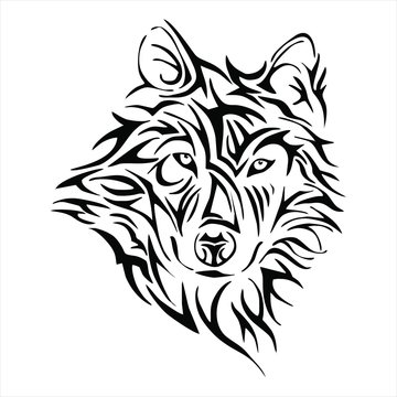 Wolf head tattoo tribe vector