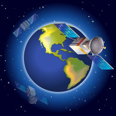 Satellites surrounding the planet