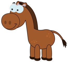 a brown horse smiling