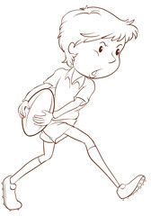 A simple sketch of a man playing rugby
