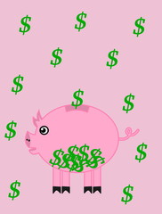 a piggy bank on a background of dollar