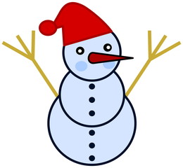 a snowman with red hat