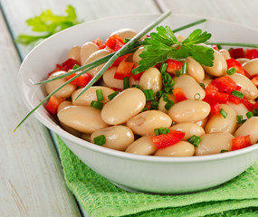 White beans salad  in    bowl