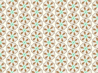 Brown Abstract Ball and Flower Pattern on Pastel Background