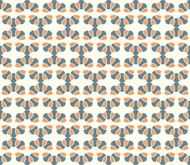Orange Abstract Curve Flower Pattern on Pastel Background