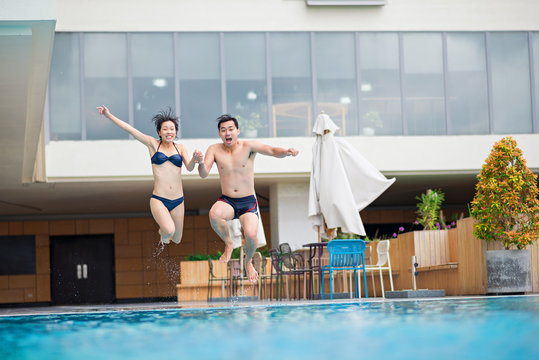 Jumping Into Swimming Pool