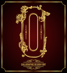 Calligraphic Design Font with Typographic Floral Elements. O