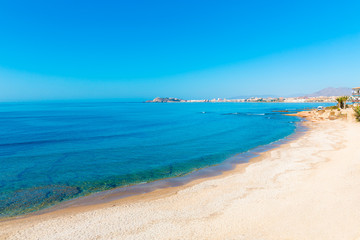 Fototapeta na wymiar Mazarron beach in Murcia Spain at Mediterranean