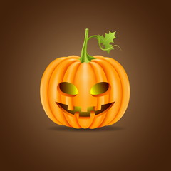 Halloween pumpkin head isolated on brown background