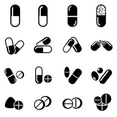 Pills and capsules icon