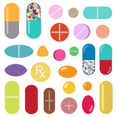 Colorful pills and capsules