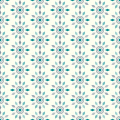 Turquoise Abstract Circle and Rhomboid Pattern on Pastel Backgro