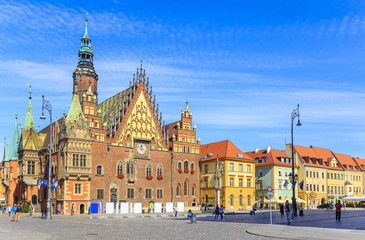 Panele Szklane Podświetlane  Ratusz, Rynek Starego Miasta we Wrocławiu, Polska