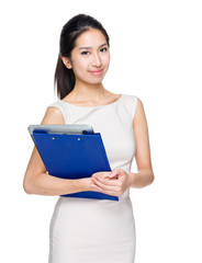 Woman with clipboard