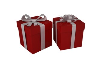 Red gifts with white bow