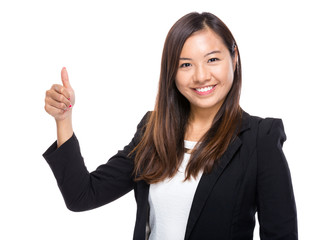 Businesswoman with thumb up