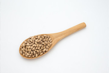 Soybean in wooden spoon