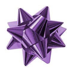 purple shiny gift bow isolated on the white