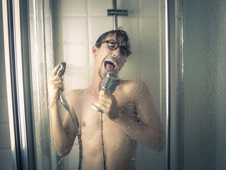 A singer under the shower