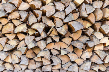 Pile of wood logs ready for winter