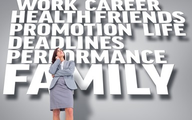 Composite image of focused businesswoman