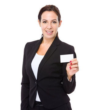 Businesswoman show white card