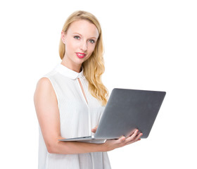 Young woman use of laptop computer